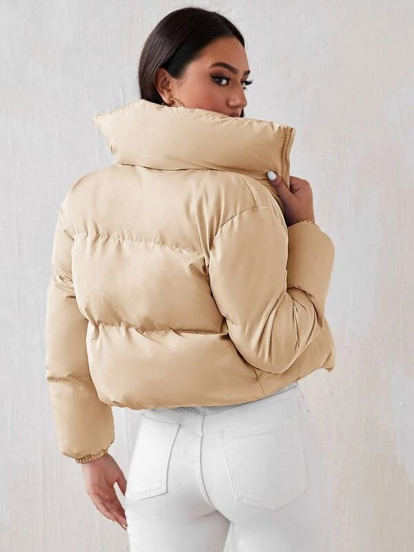 Winter long sleeve stand collar casual coat cotton jacket