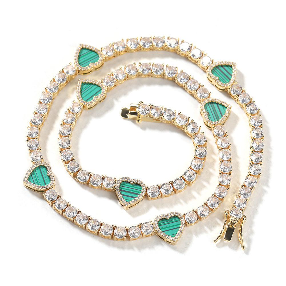 Colorful love tennis chain high-end zircon necklace bracelet