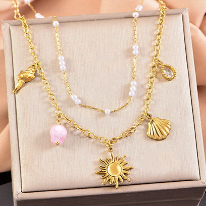 starfish necklace, ocean series millet pearl necklace