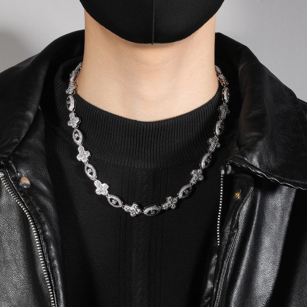 Diamond eye cross high-end feeling necklace