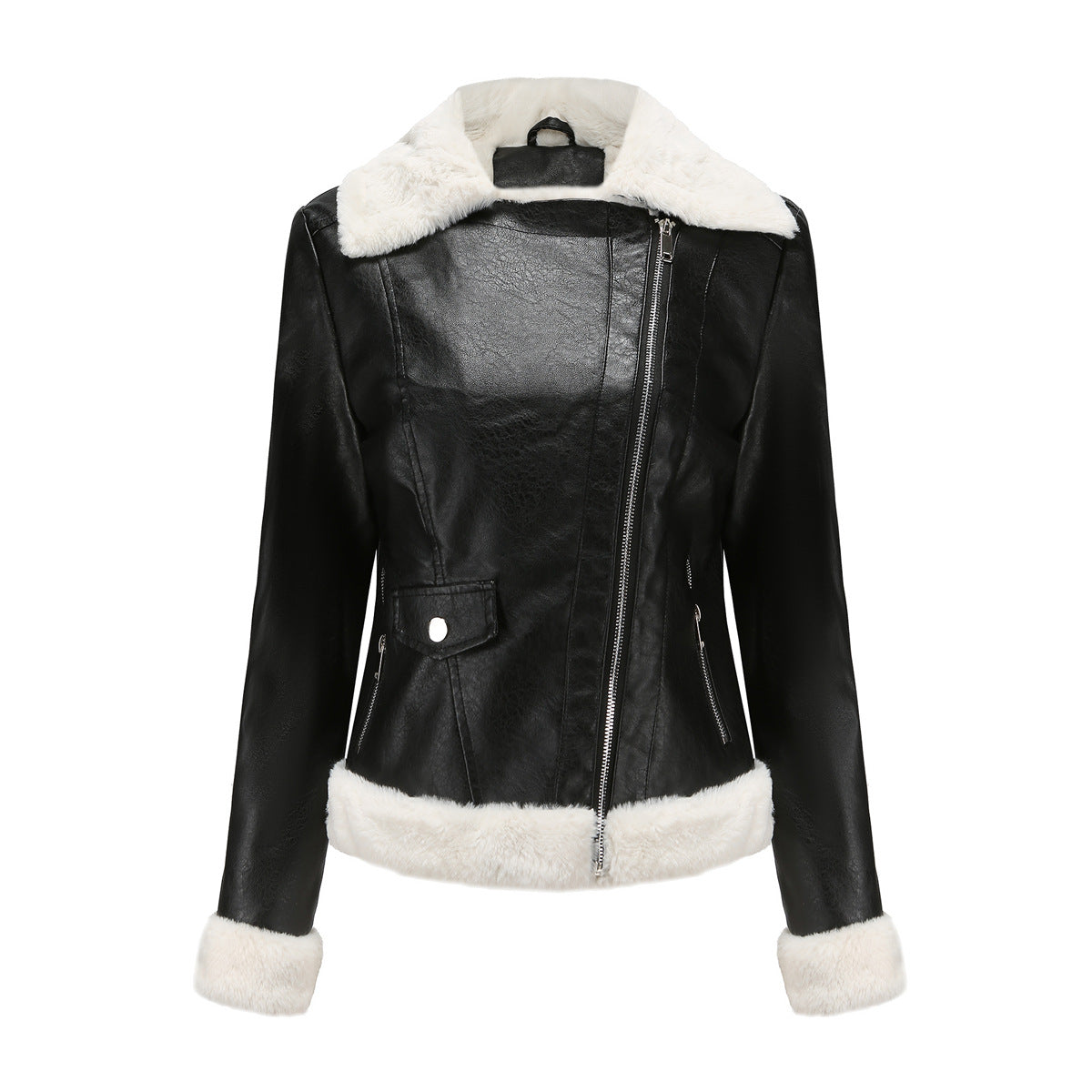 Autumn and winter fleece leather women&