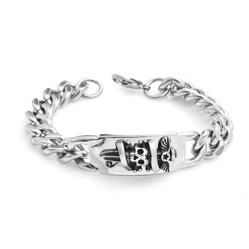 Pirates of the Caribbean skull dagger stainless steel bracelet