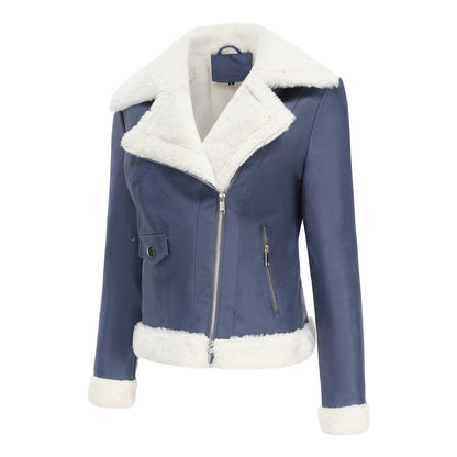 Autumn and winter fleece leather women&