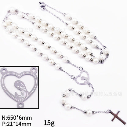 rosary necklace 6mm cross necklace