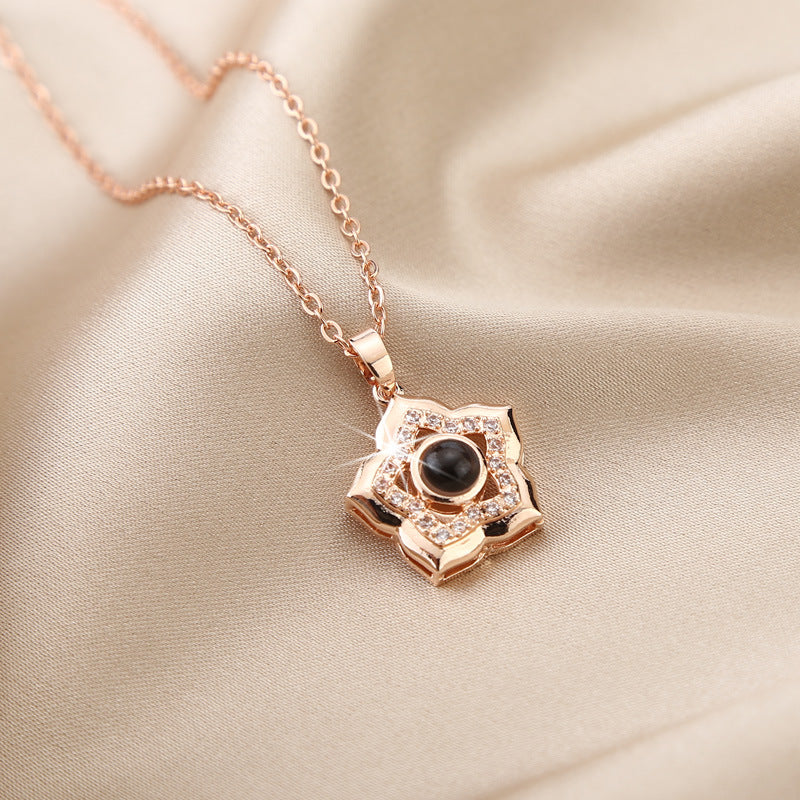 Projection five-pointed star shape pendant necklace picture customization