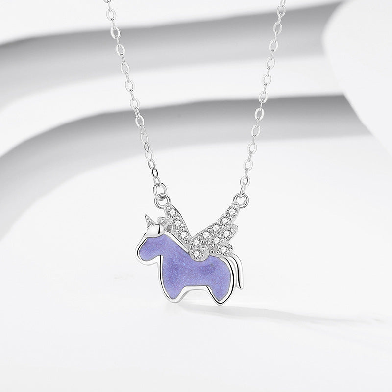 Cartoon Unicorn Necklace Women&