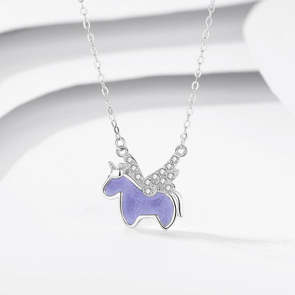 Cartoon Unicorn Necklace Women&