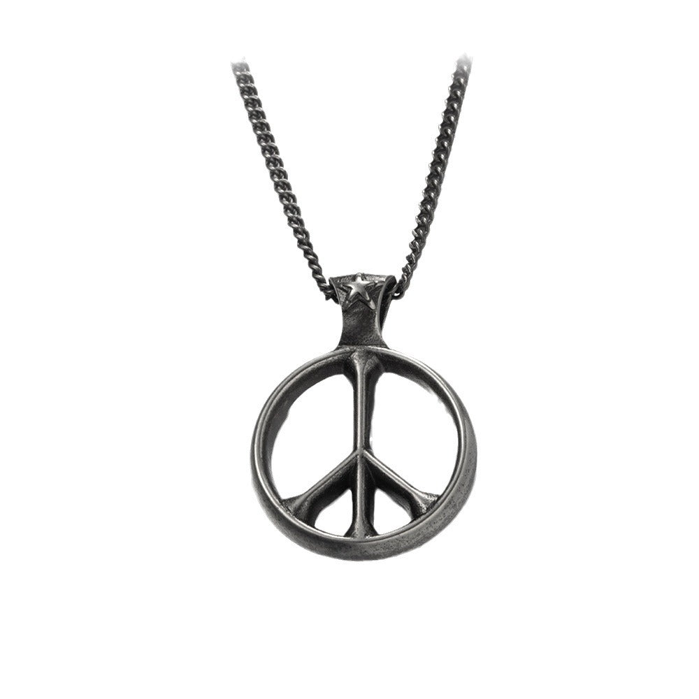 Stainless steel peace sign necklace