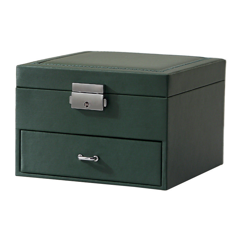 PU leather simple lock drawer table jewelry armoire