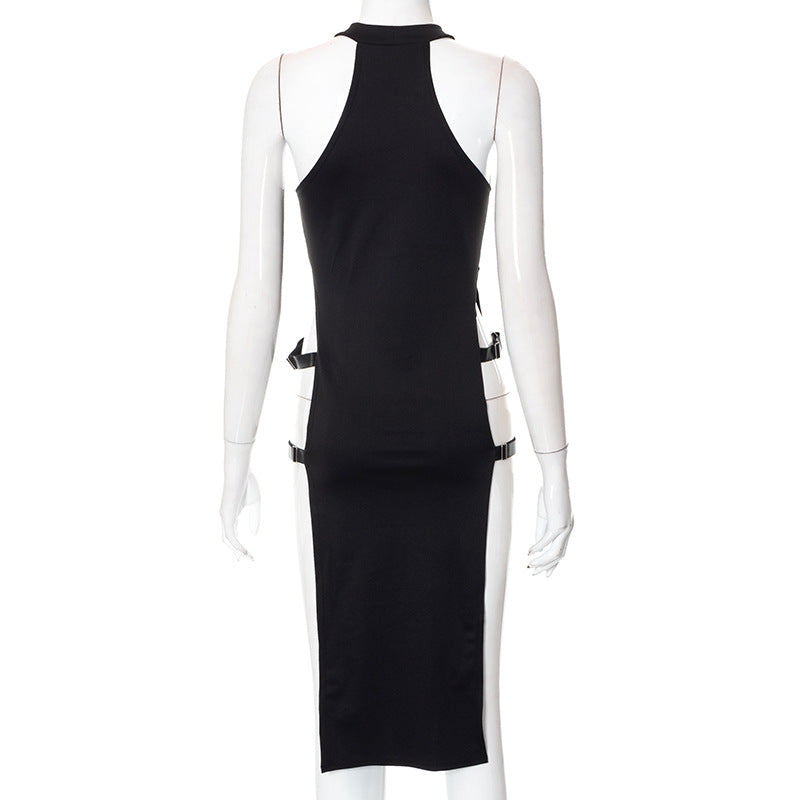 Sleeveless Hollow Side Slit High Waist Women&