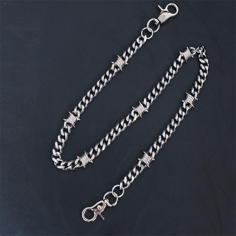 Stainless steel thorn titanium steel Cuban chain trouser chain