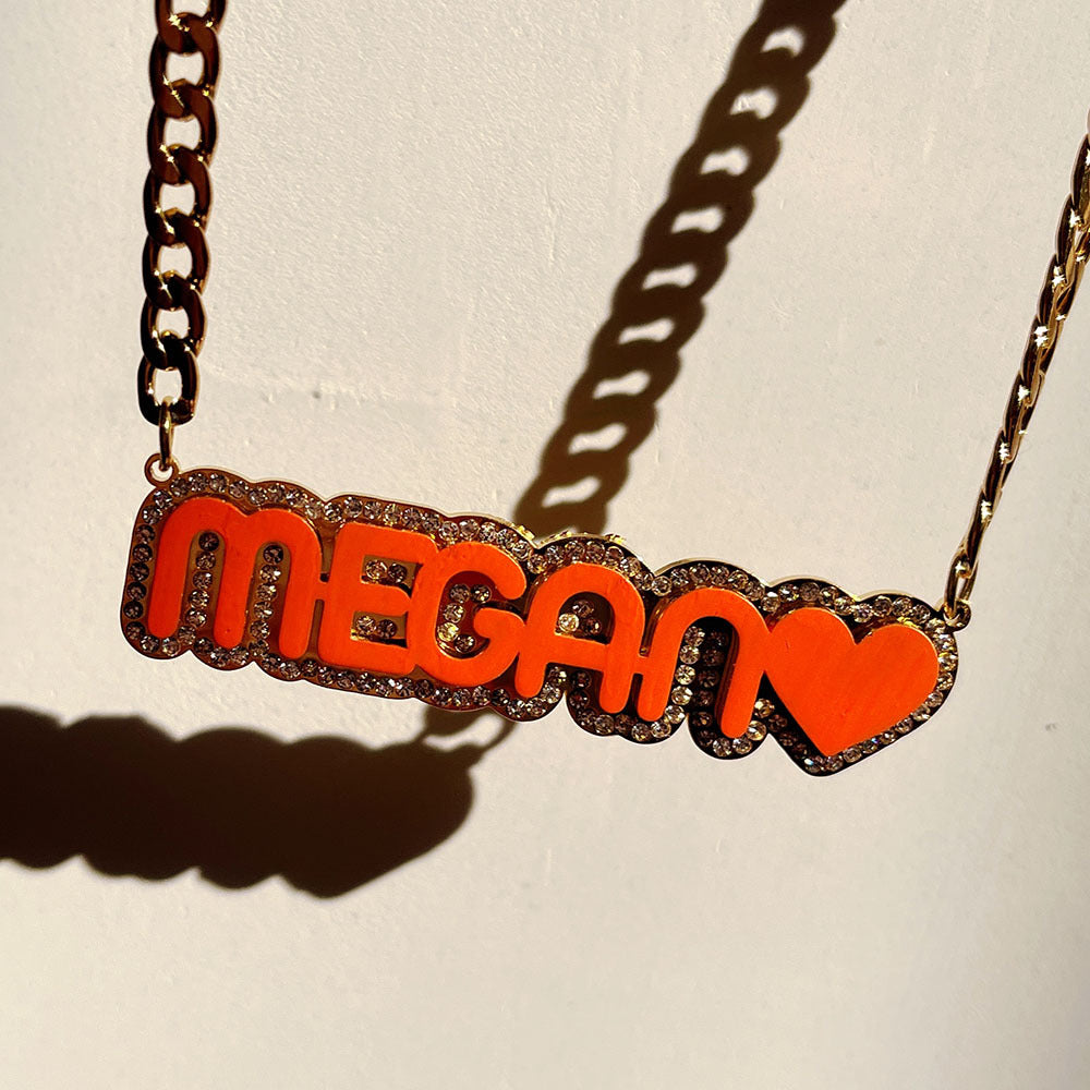 Zircon Acrylic Patch Color Name Necklace