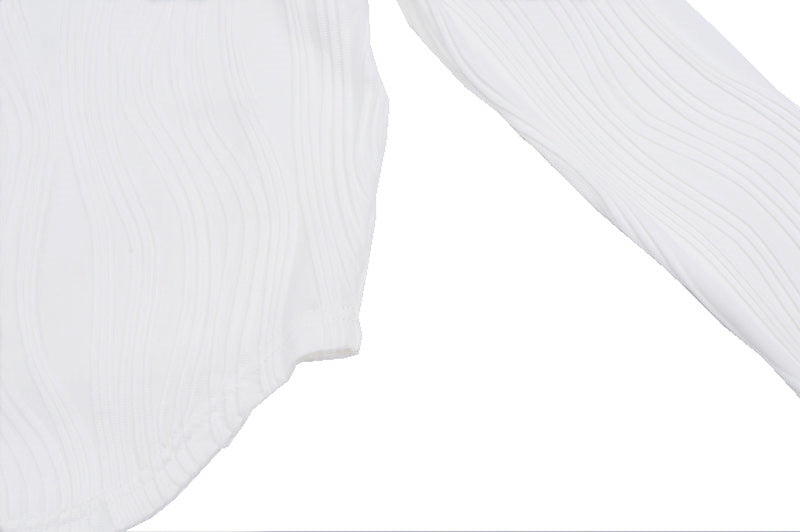 Autumn &amp; Winter long-sleeved U-neck water ripple slim fit top T-shirt