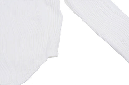 Autumn &amp; Winter long-sleeved U-neck water ripple slim fit top T-shirt
