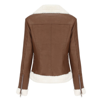 Autumn and winter fleece leather women&