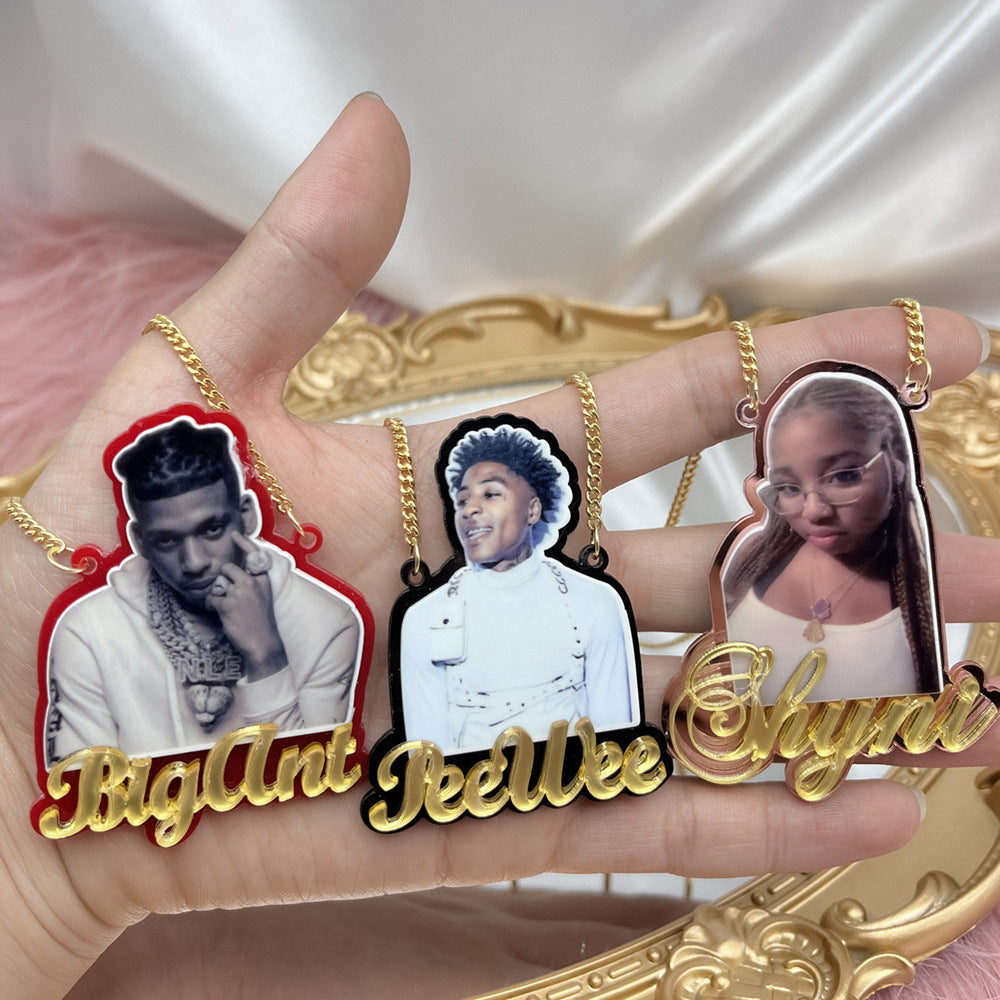Custom Photo Necklace Custom Picture Nameplate Pendant Necklace for Kids Memory Jewelry