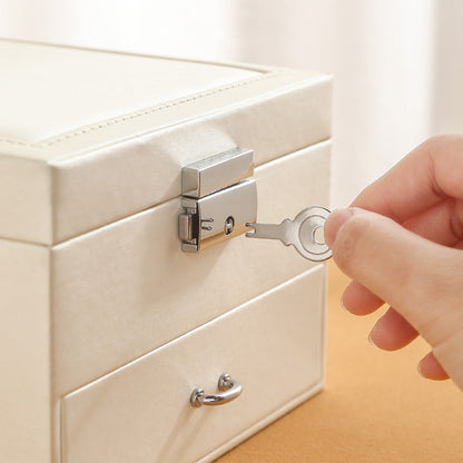 PU leather simple lock drawer table jewelry armoire
