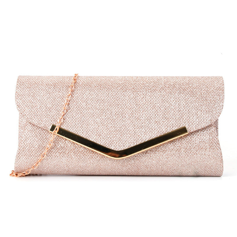 V-shaped metal strip flashing fashion evening bag