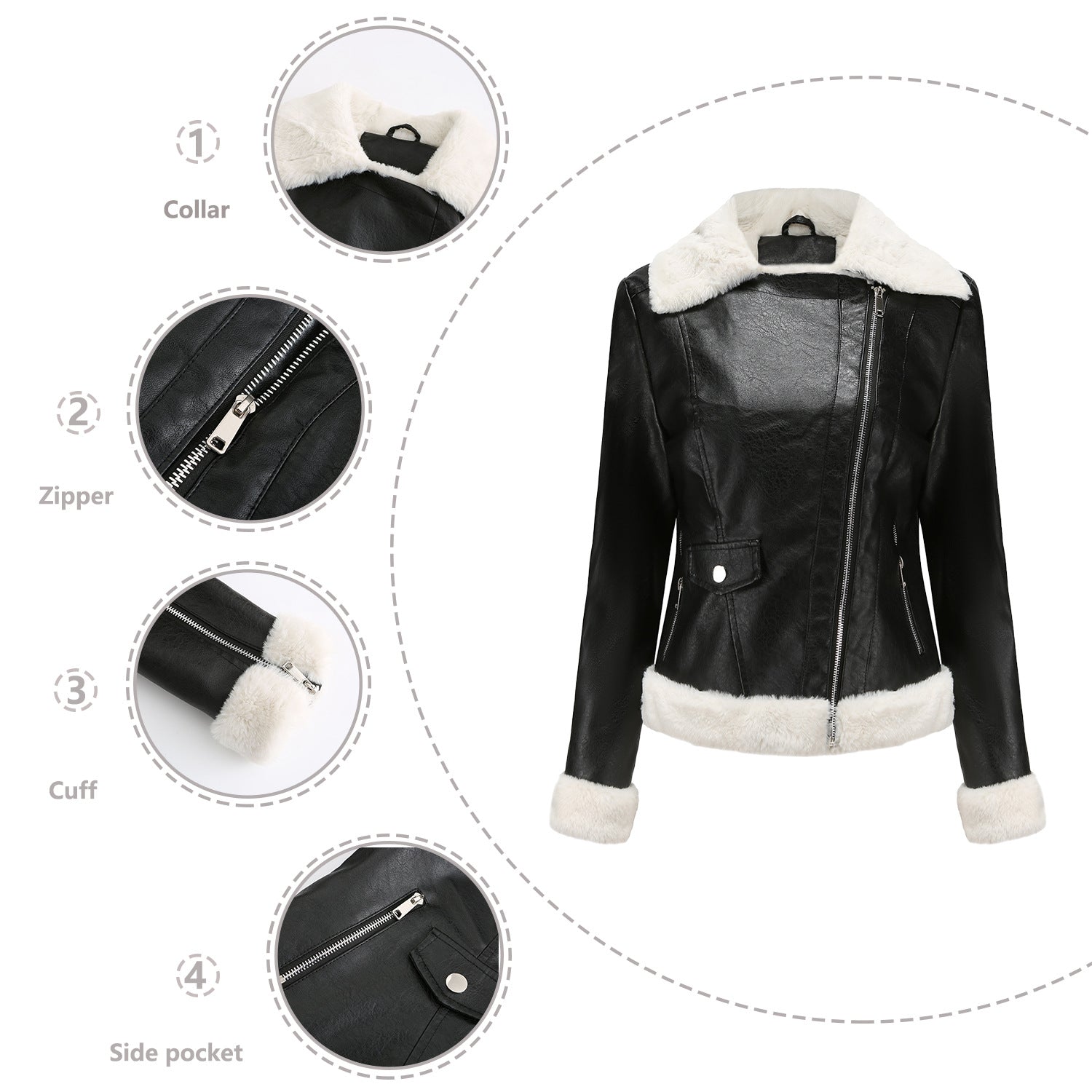 Autumn and winter fleece leather women&