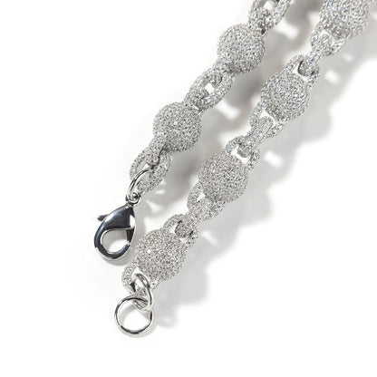 mens gold 5A Zirconia Ball chain necklace