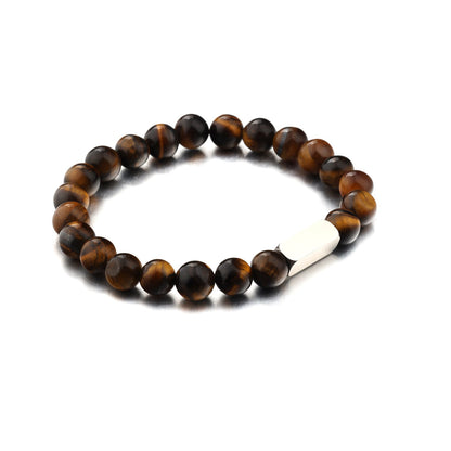 Stainless steel engraved beaded bracelet