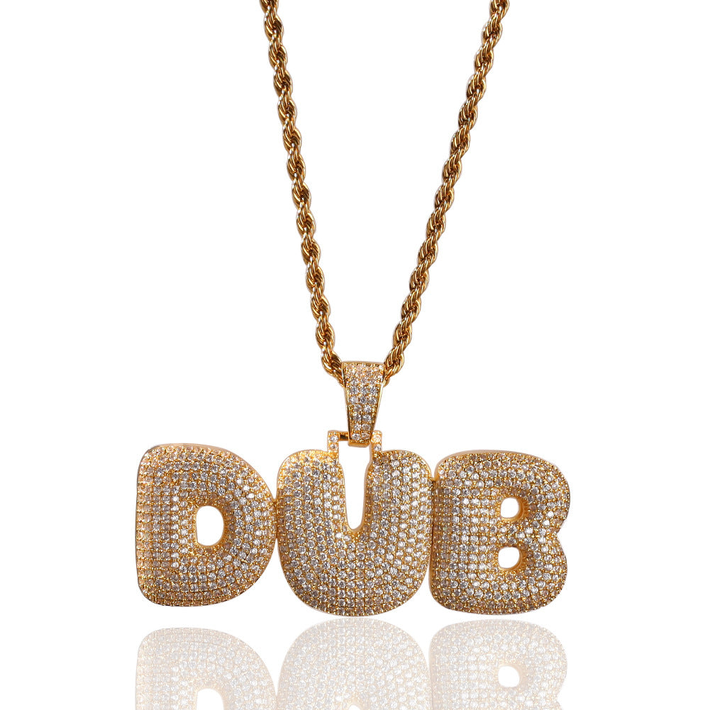 Hip-Hop Zircon English 26 Letters Micropaved Pendant