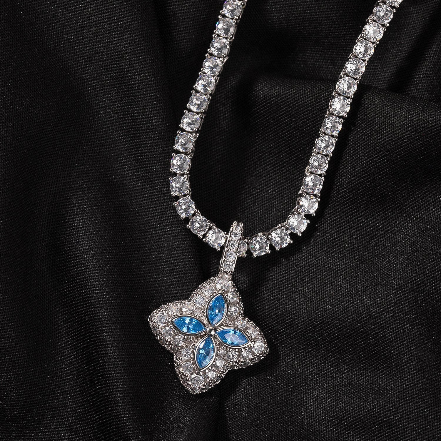 Cubic Zirconia Colorful Four-Leaf Clover Pendant