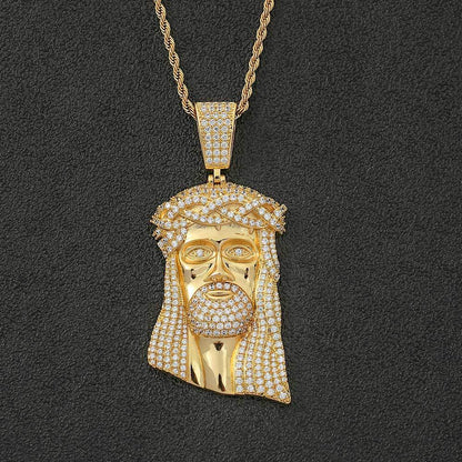 Micro Paved Zircon Jesus Head Hip Hop Men&