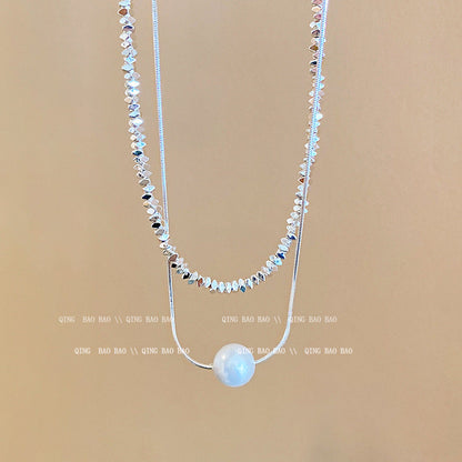 Titanium steel pearl clavicle necklace