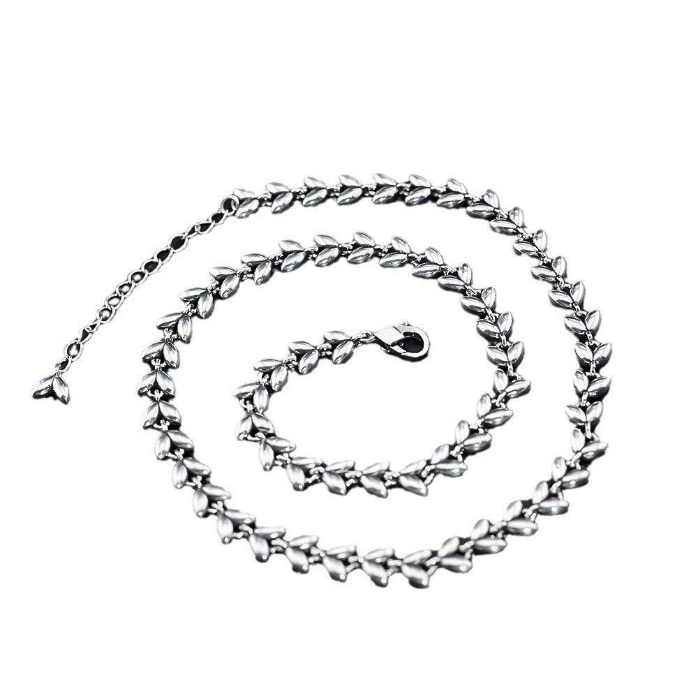 Simple wheat ear heart necklace