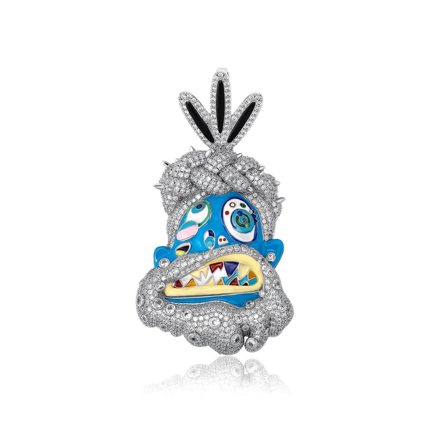 Diamond-studded colorful dripping oil cartoon head hip-hop pendant necklace wholesale