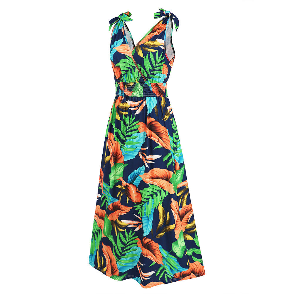 Hawaiian Beach Dress Summer Print Long Skirt Women&