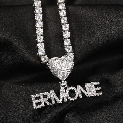 Heart Button Zircon Hip Hop Necklace