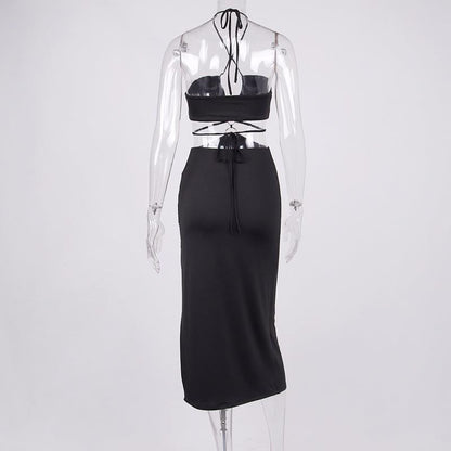 Summer Dress For Women Sexy Cutout Lace-up High Slit Maxi Long Dresses