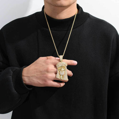 Micro Paved Zircon Jesus Head Hip Hop Men&