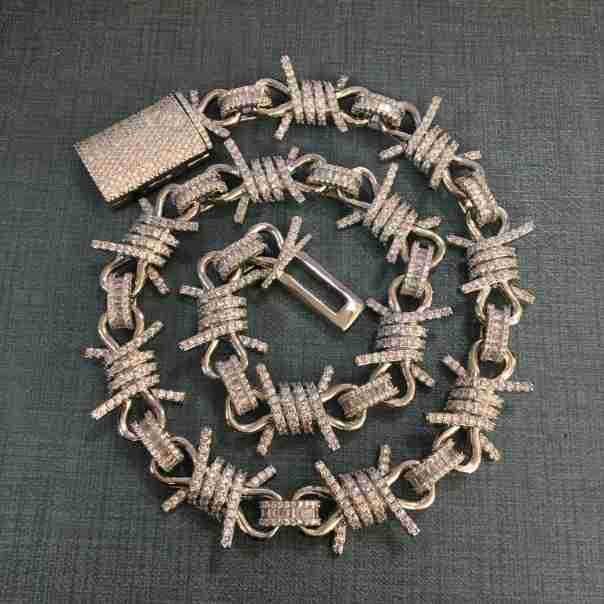 Wire chain diamond thorn necklace bracelet
