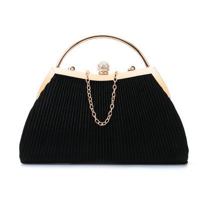 folded metal diamond-studded handbag wedding clutch bag