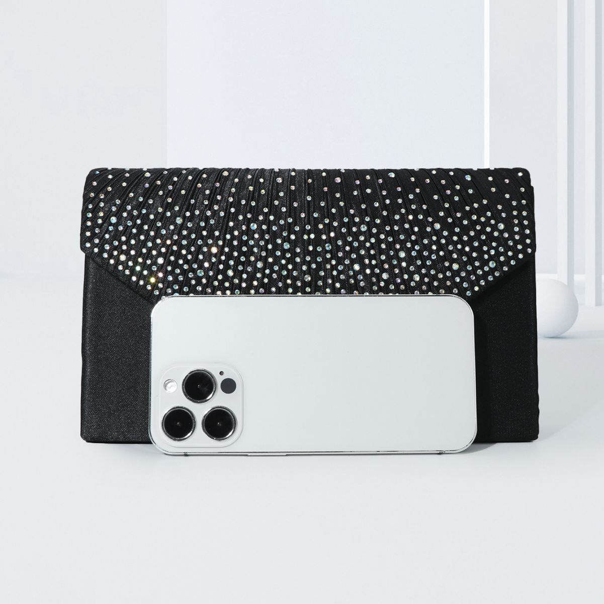 Colorful hot diamond black clutch