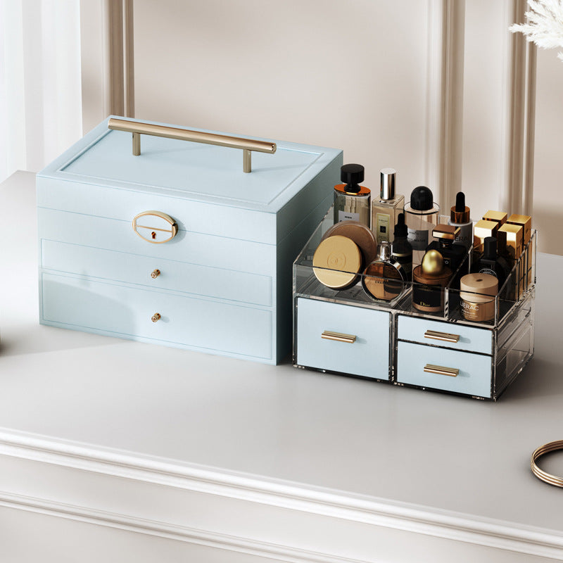 Portable large capacity jewelry box with large mirror