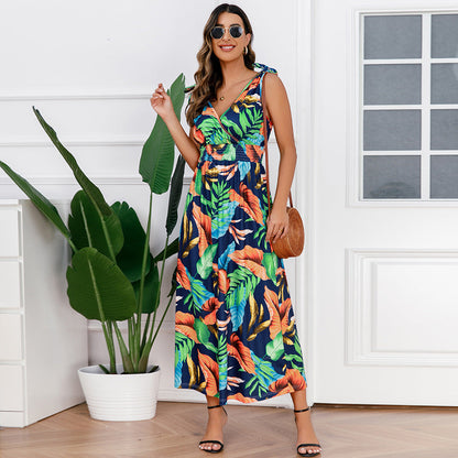 Hawaiian Beach Dress Summer Print Long Skirt Women&
