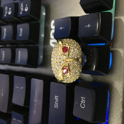 Hip-hop creative owl zircon-encrusted ring