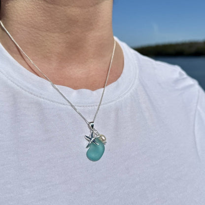starfish necklace stone chalcedony pearl necklace