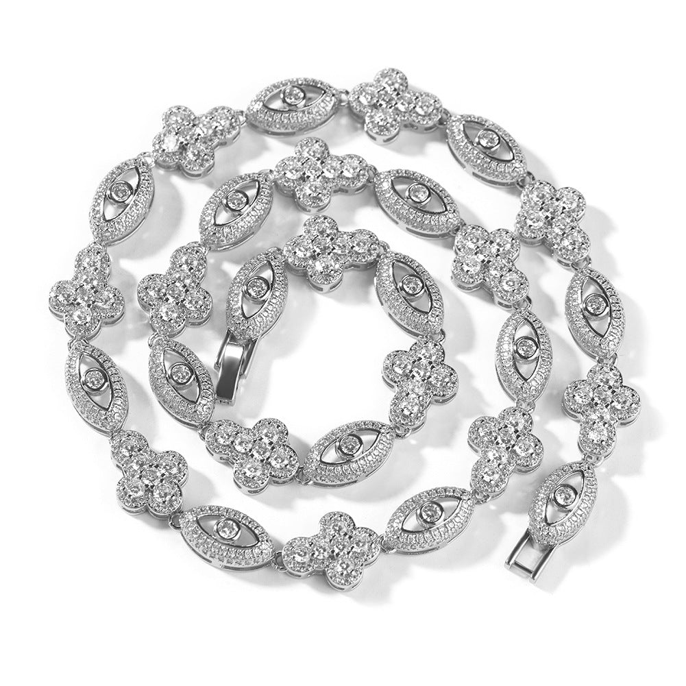 Diamond eye cross high-end feeling necklace