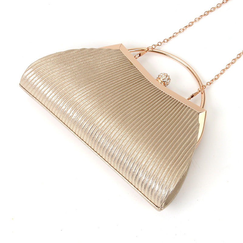 folded metal diamond-studded handbag wedding clutch bag