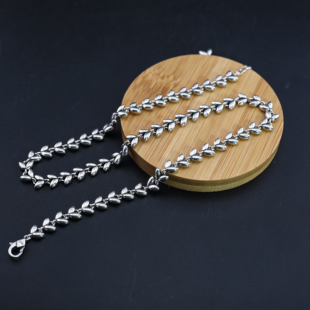 Simple wheat ear heart necklace