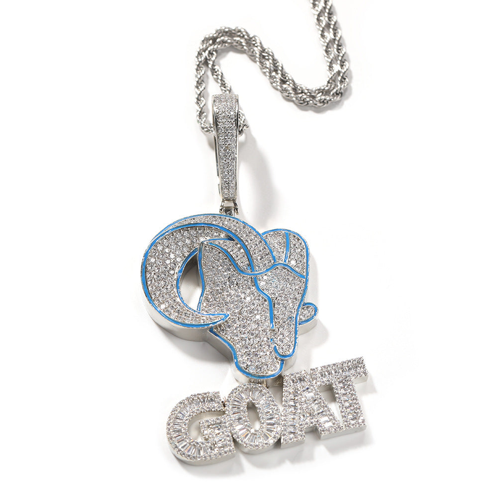 Goat Animal Diamond Pendant Men&