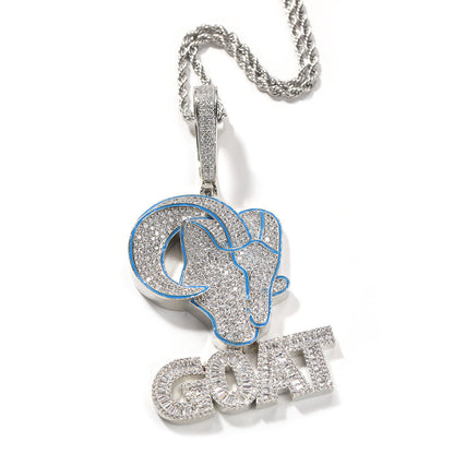 Goat Animal Diamond Pendant Men&