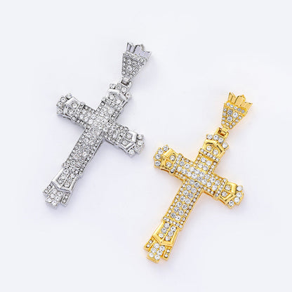 Diamond Vintage Cross Pendant Hip Hop Necklace