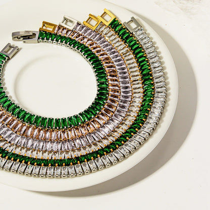 Stainless steel color zircon tennis chain