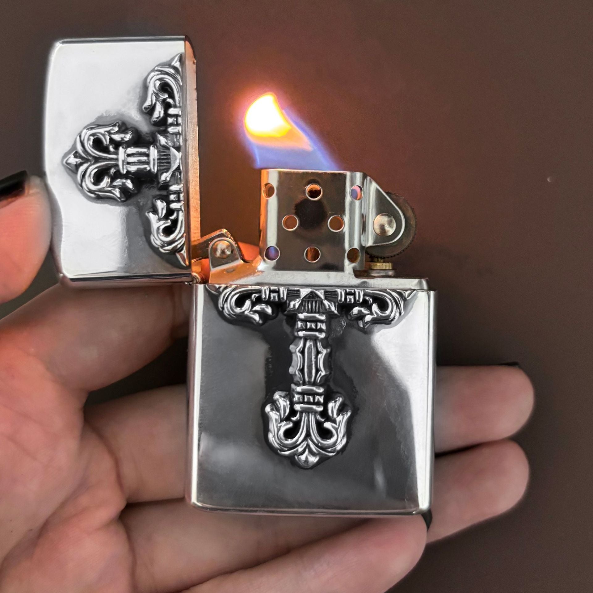 flame cross sword tongue anchor retro lighter